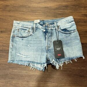 Levi's Women's Distressed Light Blue Jean Shorts